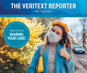 Veritext Reporter Newsletter, the veritext reporter, may, woman in mask