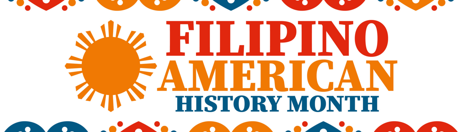 Filipino American History Month. Happy holiday celebrate annual in October. Filipinos and United States flag. Culture month. Patriotic design. Poster, card, banner, template. Vector illustration