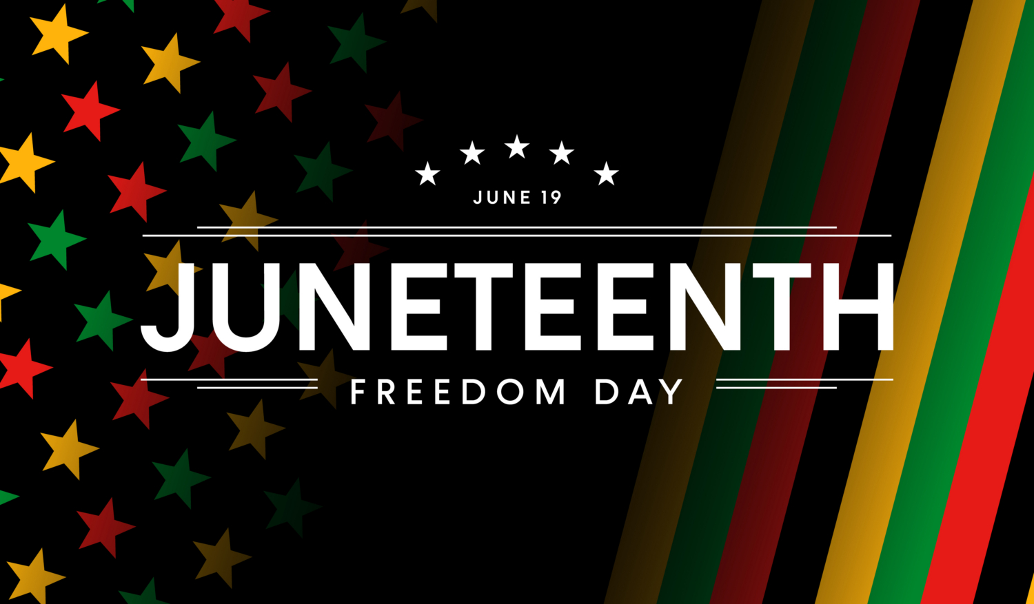 Juneteenth Freedom Day poster, USA flag background, text